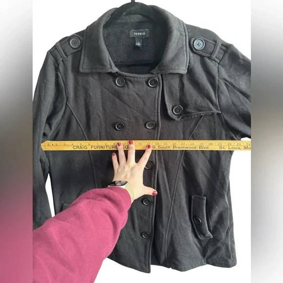Torrid Black Peacoat Jacket Size 1 plus size - Picture 7 of 8